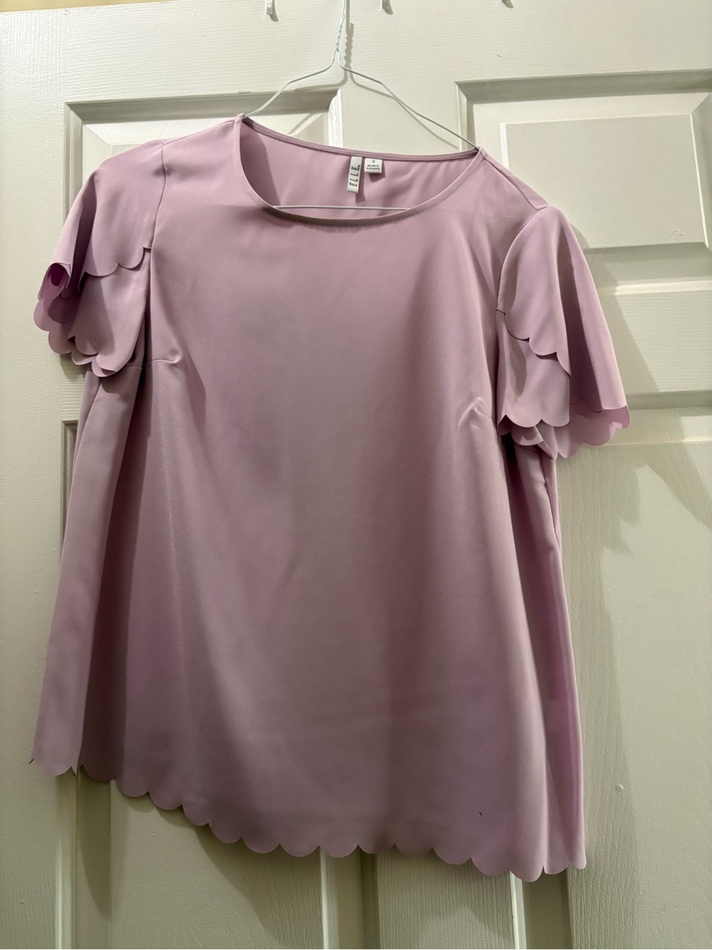 Elle Pastel Lilac Scallop Sleeve Blouse